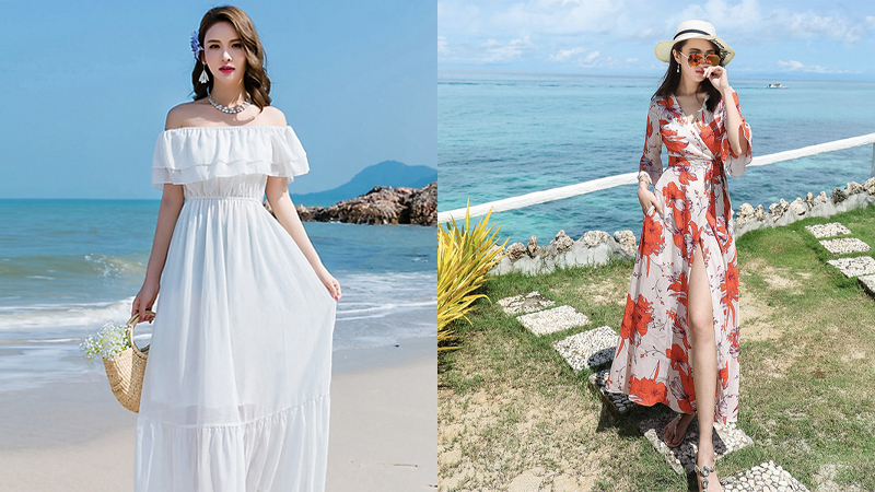 Váy Maxi Dài 2 Màu Đi Biển Đẹp | Tuy Hòa