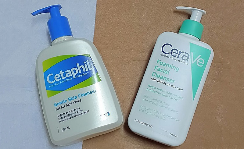 2 loại sữa rửa mặt Cerave và Cetaphil 