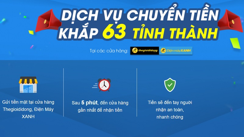 Chuyển tiền và nhận tiền chỉ trong 5 phút tại TGDĐ, thủ tục đơn giản Chuyển tiền và nhận tiền chỉ trong 5 phút tại TGDĐ, thủ tục đơn giản