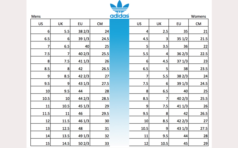 Bảng size giày của Adidas