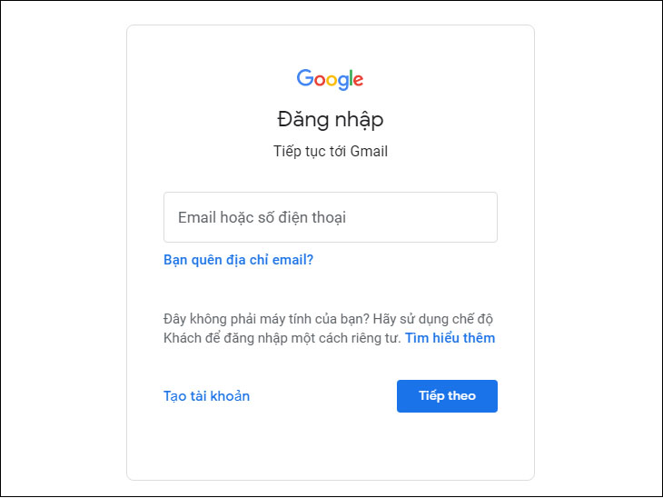 Đăng nhập tài khoản Gmail