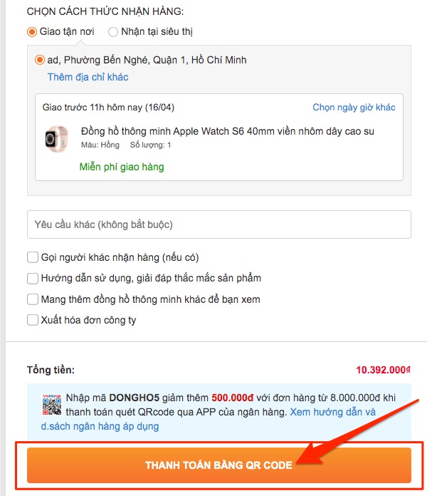 Các bước thanh toán qua VNPay