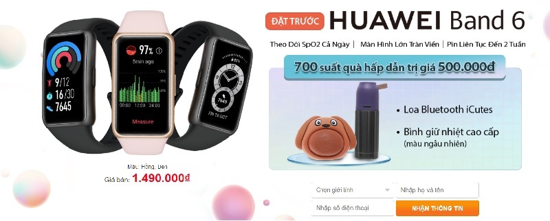 Đặt mua ngay Huawei Band 6 để được mua với nhiều khuyến mãi Đặt mua ngay Huawei Band 6 để được mua với nhiều khuyến mãi