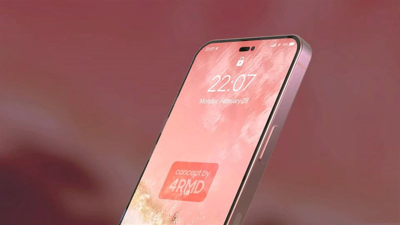 iPhone 14 trong bản concept này lại được trang bị màn hình đục lỗ. Nguồn: YouTube 4RMD.