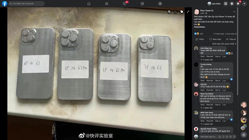 Hình ảnh rò rỉ về các phôi nhôm CNC của iPhone 14 series. Nguồn: Vật Vờ Studio. Hình ảnh rò rỉ về các phôi nhôm CNC của iPhone 14 series. Nguồn: Vật Vờ Studio.