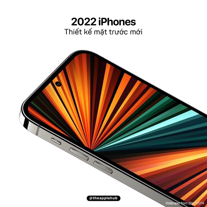 Dòng iPhone 14 (iPhone 2022) sẽ thay đổi thiết kế màn hình mặt trước. (Nguồn: @theapplehub).