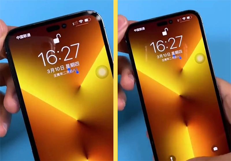 Cận cảnh phần màn hình 'đục lỗ' của iPhone 14 Pro. Nguồn: Majin Bu. Cận cảnh phần màn hình 'đục lỗ' của iPhone 14 Pro. Nguồn: Majin Bu.