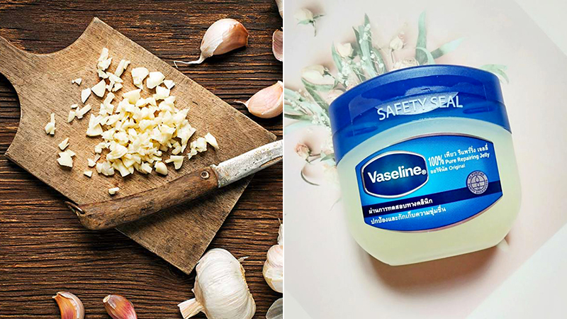 Làm hỗn hợp tỏi băm trộn với vaseline 