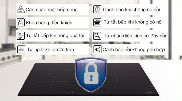 Bếp từ 3 vùng nấu lắp âm Hafele HC-IS773EA được tích hợp nhiều tính năng thông minh giúp đảm bảo an toàn khi sử dụng