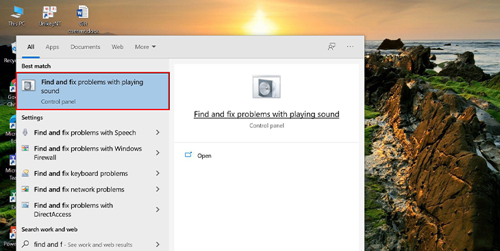 Nhấp Find and fix problems with playing sound