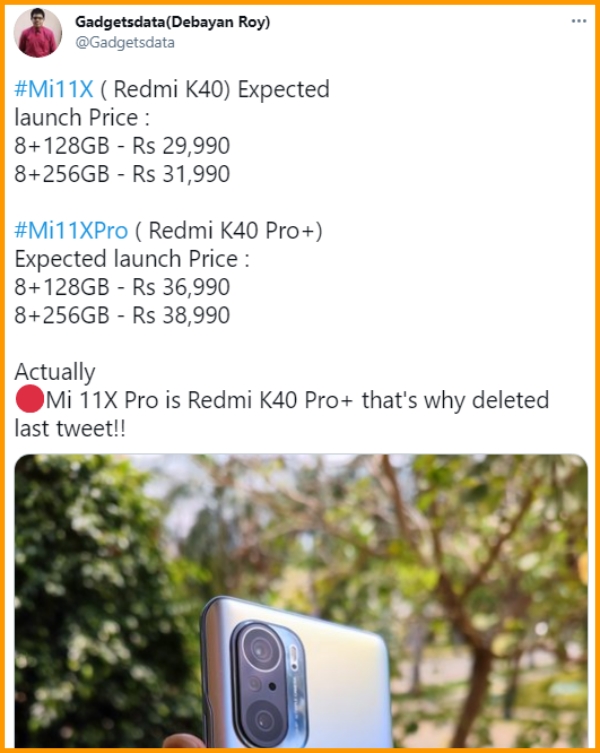 Giá bán của Mi 11X và Mi 11X Pro Giá bán của Mi 11X và Mi 11X Pro