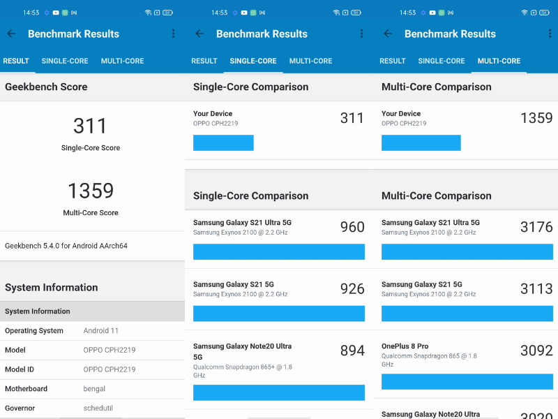 Điểm GeekBench 5 của OPPO A74 4G. Điểm GeekBench 5 của OPPO A74 4G.