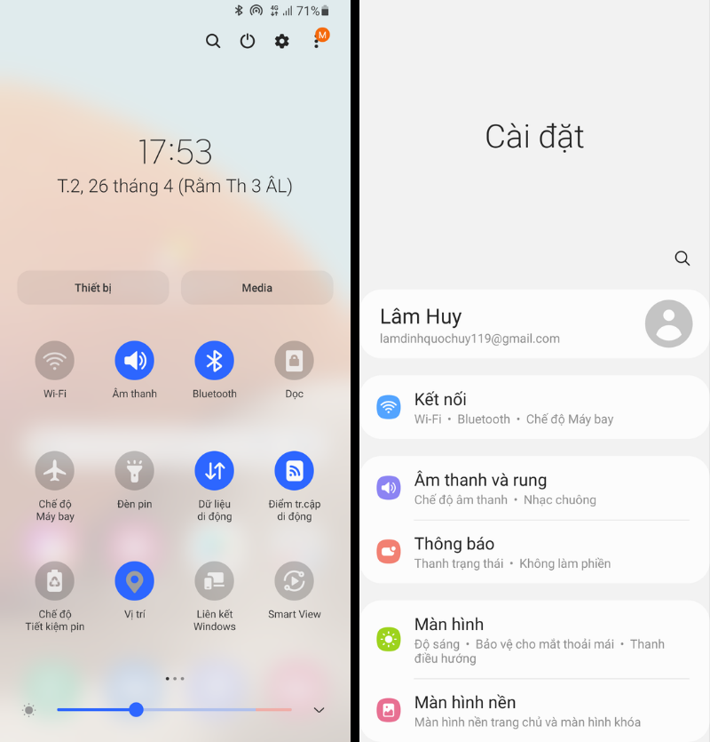Giao diện One UI đặt mọi thứ ở nửa dưới màn hình để người dùng có thể dễ dàng thao tác bằng một tay. Giao diện One UI đặt mọi thứ ở nửa dưới màn hình để người dùng có thể dễ dàng thao tác bằng một tay.