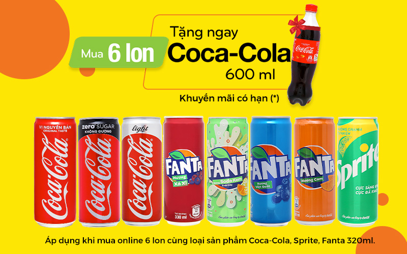 Khuyến mãi cực sốc: Mua 6 tặng 1 đến từ Coca – cola, Sprite, Fanta