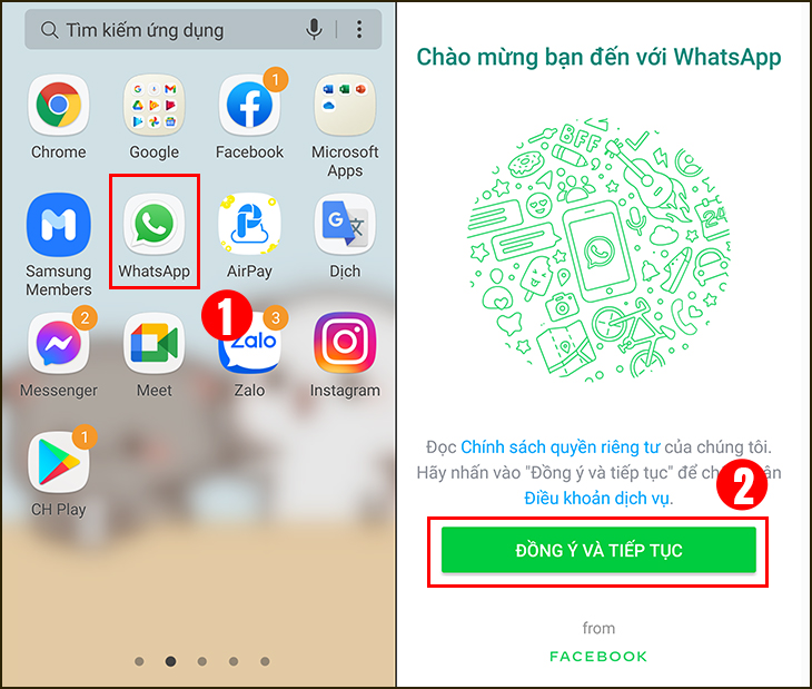 Hướng dẫn cách đăng ký tài khoản ứng dụng Whatsapp chi tiết nhất > Chọn WhatsApp từ điện thoại