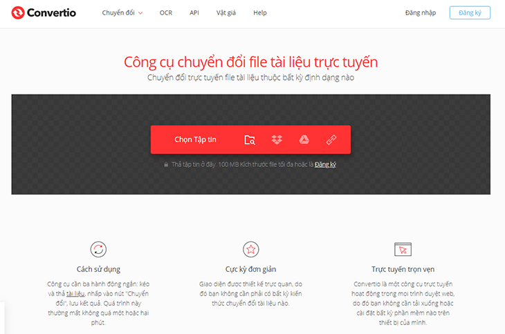 3 cách chuyển file Excel sang PDF online/offline nhanh, chi tiết nhất > Giao diện Convertio