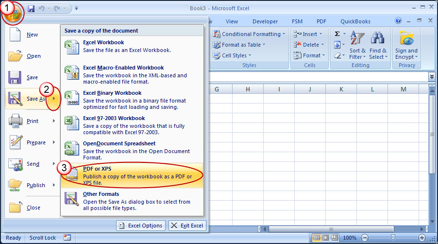 Chuyển file Excel sang PDF trên Excel 2007