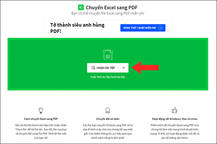 3 cách chuyển file Excel sang PDF online/offline nhanh, chi tiết nhất > Giao diện Smallpdf