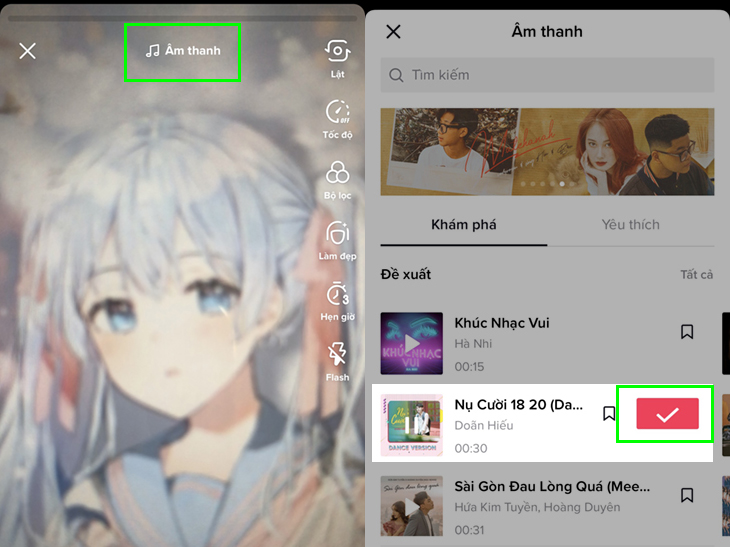 Chọn nhạc quay TikTok