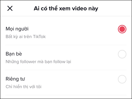 Hướng dẫn cách quay TikTok đẹp, hot trend cho người mới bắt đầu > Thay đổi cài đặt riêng tư của video