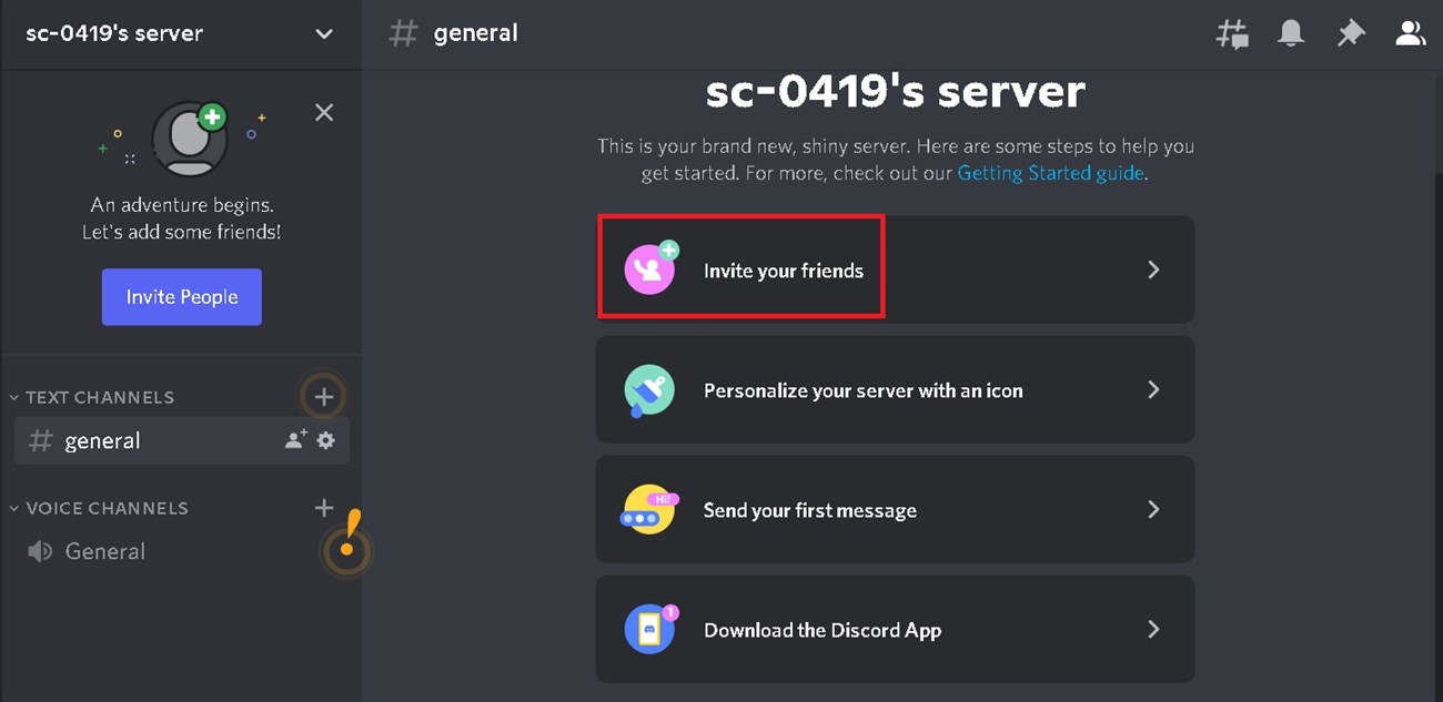 Discord là gì? Hướng dẫn sử dụng Discord cho người mới > chọn Invite your friends để mời bạn bè vào server