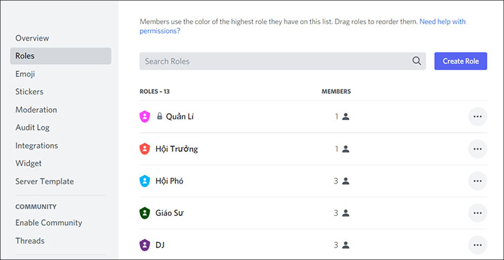 Discord là gì? Hướng dẫn sử dụng Discord cho người mới > Phân loại thành viên theo vai trò