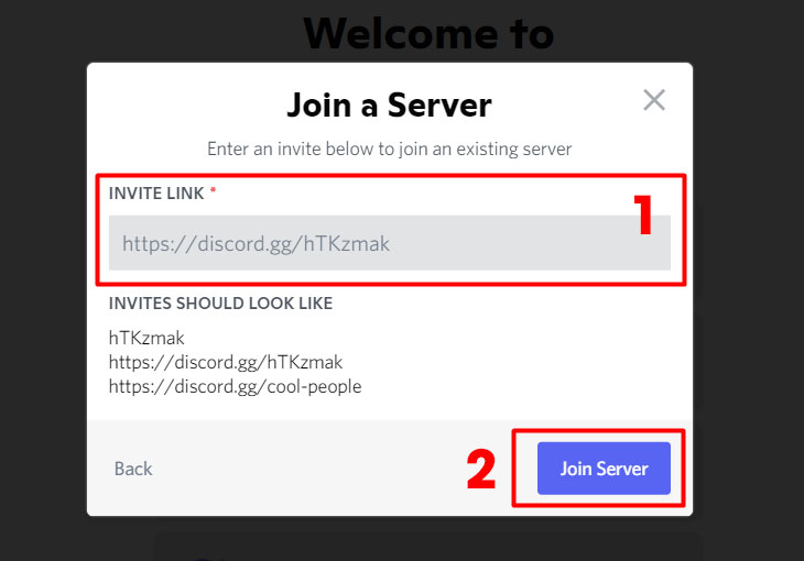 Discord là gì? Hướng dẫn sử dụng Discord cho người mới > Bạn điền link của server mà bạn muồn tham gia và chọn Join Server