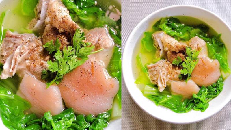 Món canh cải nhúng nấu chân giò