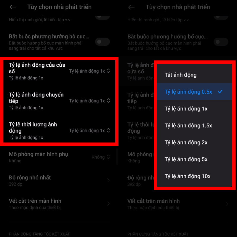 Giảm tỷ lệ ảnh động 