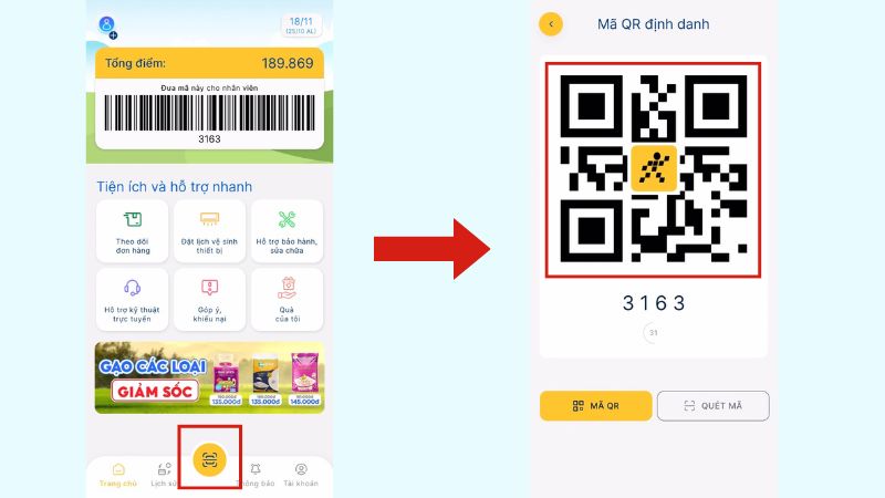 Hoặc đưa mã QR code cho nhân viên