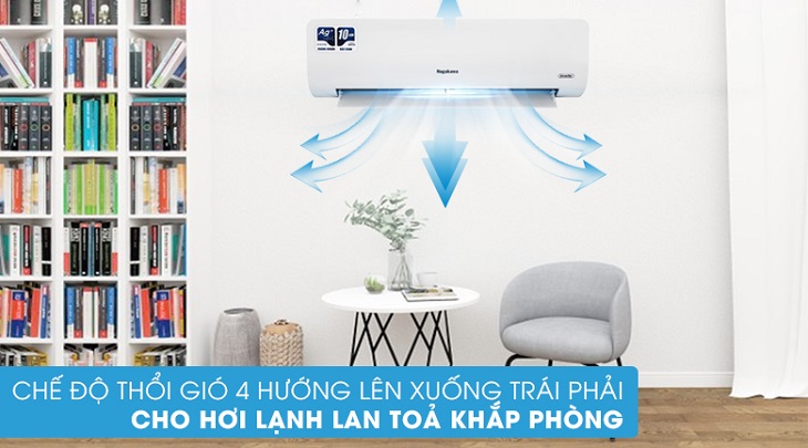 Chế độ thổi gió 4D Máy lạnh Nagakawa Inverter 1.5 HP NIS-C12R2H10