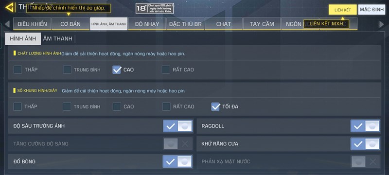 Thiết lập cấu hình Call Of Duty Mobile trên Realme 8 Thiết lập cấu hình Call Of Duty Mobile trên Realme 8