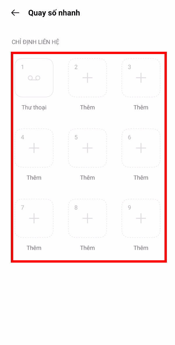 Cài đặt quay số nhanh 