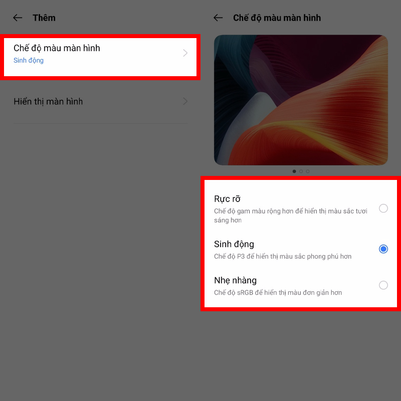 Chế độ hiển thị màu màn hình