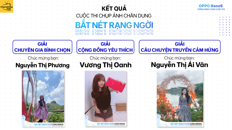 Kết quả cuộc thi cuộc thi Bắt nét rạng ngời cùng OPPO Reno5 Kết quả cuộc thi cuộc thi Bắt nét rạng ngời cùng OPPO Reno5