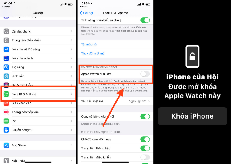 Cách để bạn kích hoạt tính năng mở khóa iPhone bằng Apple Watch.