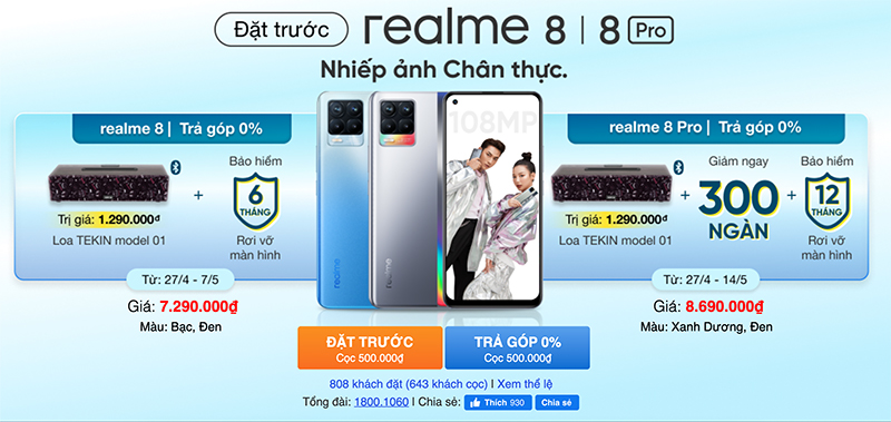 ĐẶT TRƯỚC REALME 8 VÀ 8 PRO ĐẶT TRƯỚC REALME 8 VÀ 8 PRO
