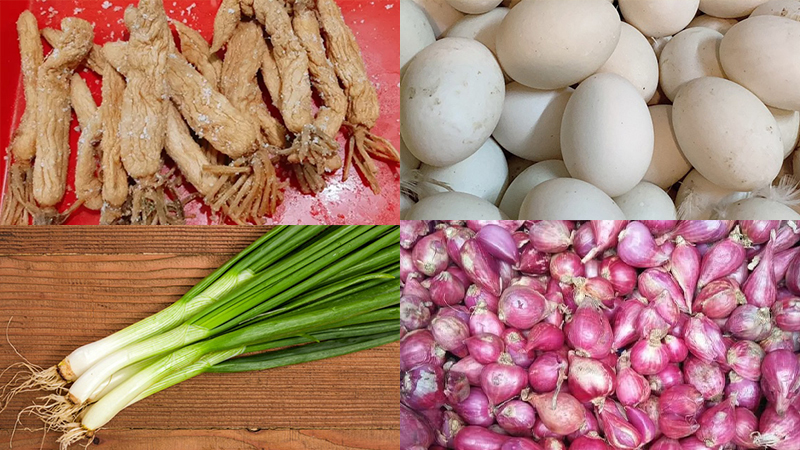 Nguyên liệu làm trứng chiên củ cải muối Nguyên liệu làm trứng chiên củ cải muối