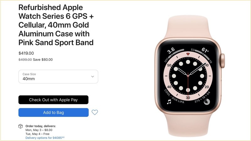 Apple bắt đầu bán Apple Watch Series 6 và Apple Watch SE hàng tân trang với mức giá rẻ hơn đến 2.3 triệu đồng Apple bắt đầu bán Apple Watch Series 6 và Apple Watch SE hàng tân trang với mức giá rẻ hơn đến 2.3 triệu đồng