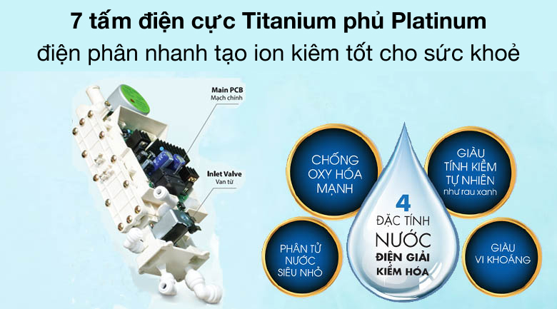 11 lý do nên mua máy lọc nước ion kiềm Ionpia cho gia đình bạn > máy lọc nước ion kiềm Ionpia có tấm điện cực được làm từ Titanium phủ Platinum tuổi thọ 30 năm