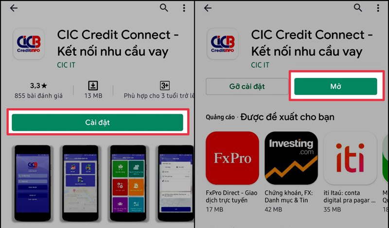 CÁCH 2: Tra cứu qua ứng dụng CIC Credit Connect trên điện thoại
