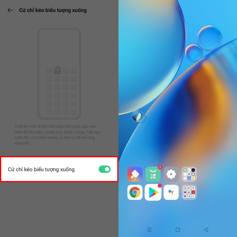 Cử chỉ kéo ứng dụng để sử dụng 1 tay Cử chỉ kéo ứng dụng để sử dụng 1 tay