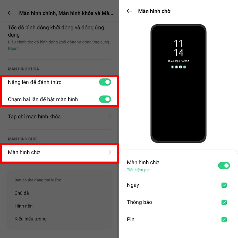Bật màn hình bằng cử chỉ Bật màn hình bằng cử chỉ