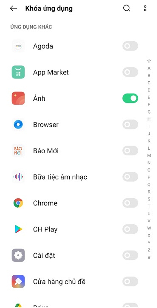Khóa ứng dụng Khóa ứng dụng