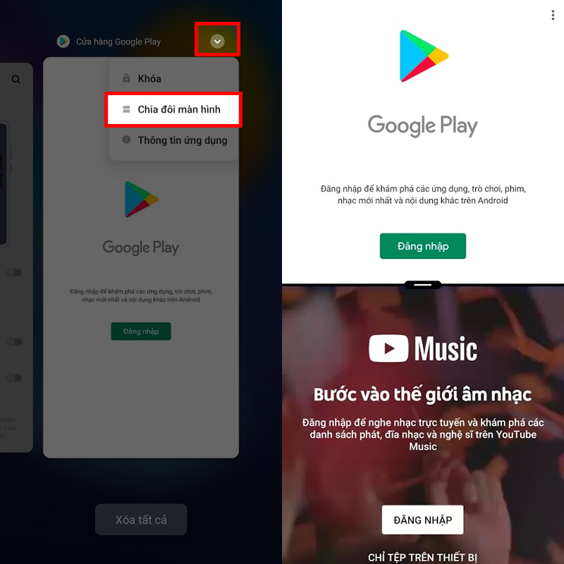 Chia đôi màn hình Chia đôi màn hình
