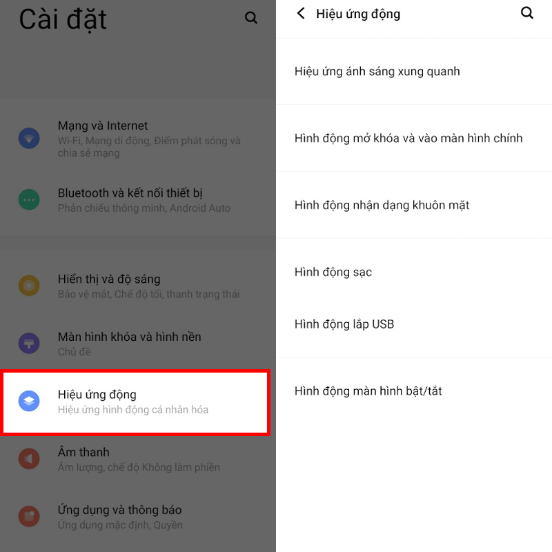 Tùy chỉnh hiệu ứng động Tùy chỉnh hiệu ứng động
