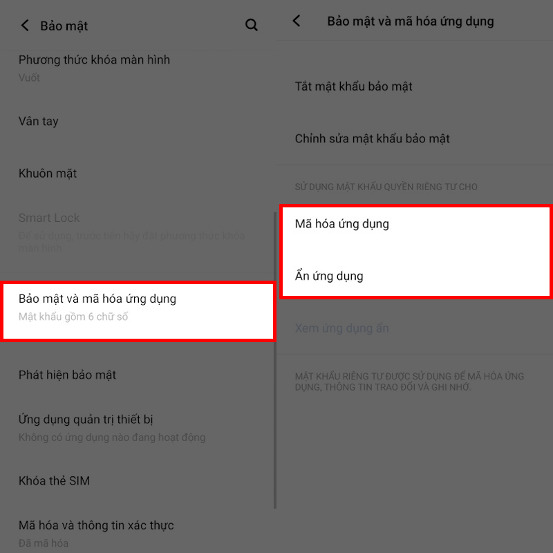 Mã hóa hoặc ẩn ứng dụng Mã hóa hoặc ẩn ứng dụng