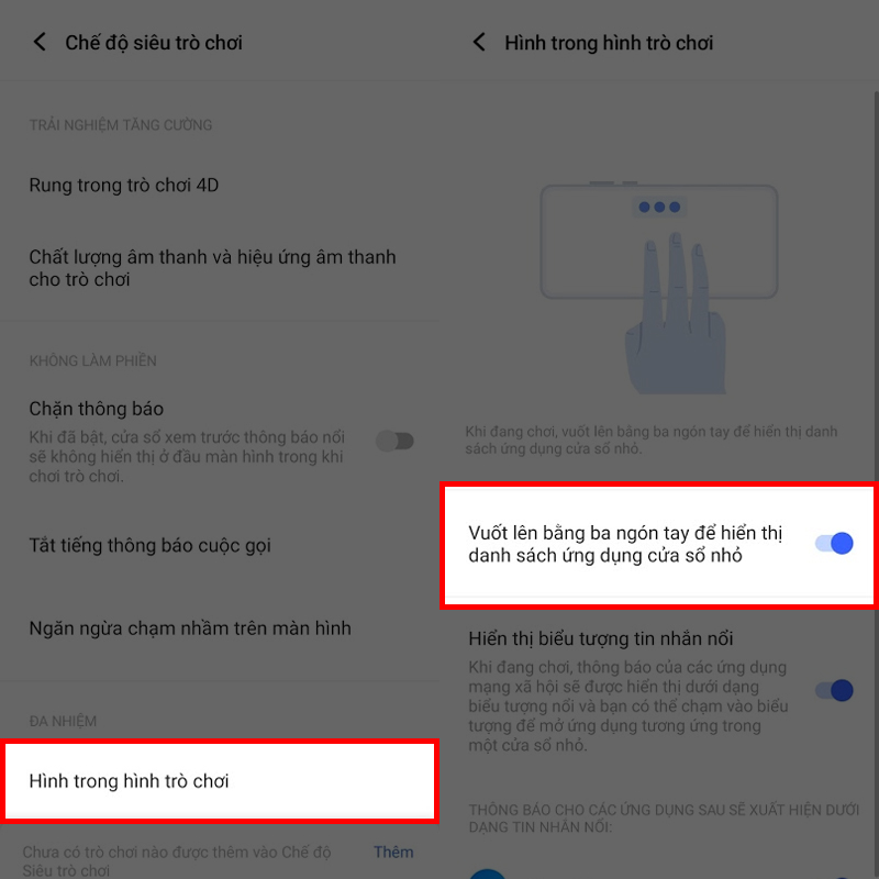 Tính năng hình trong hình khi chơi game Tính năng hình trong hình khi chơi game
