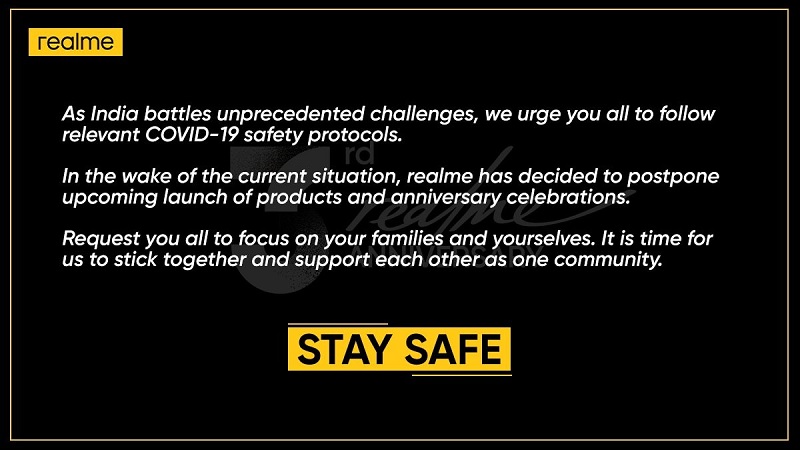 Do đại dịch COVID-19 nên Realme đã dời lịch ra mắt của máy Do đại dịch COVID-19 nên Realme đã dời lịch ra mắt của máy