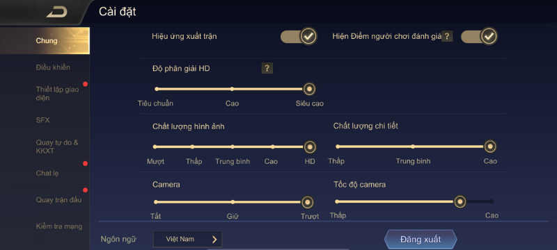 Thiết lập đồ họa trong game Liên Quân Mobile mà iPhone 11 có thể chỉnh được. Thiết lập đồ họa trong game Liên Quân Mobile mà iPhone 11 có thể chỉnh được.